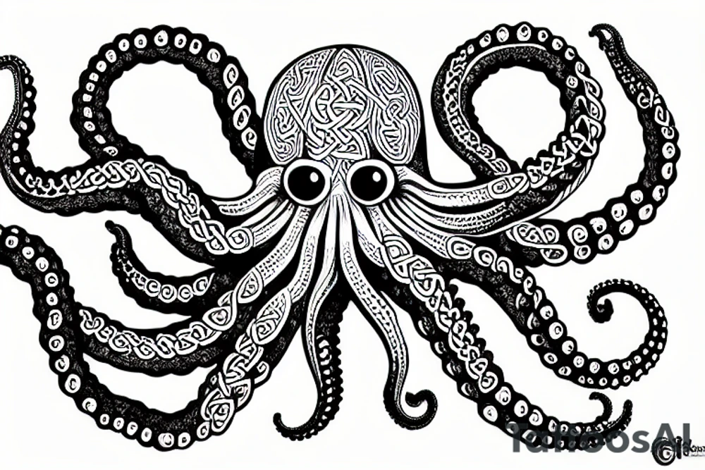 Octopus with Celtic tribal tattoo idea