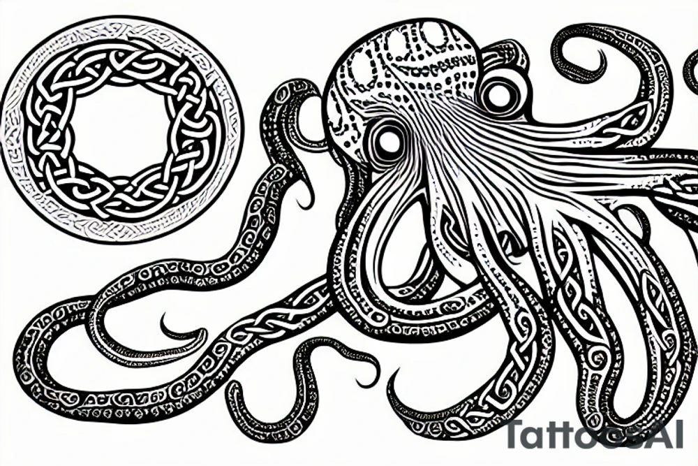 Octopus with Celtic tribal tattoo idea