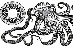 Octopus with Celtic tribal tattoo idea