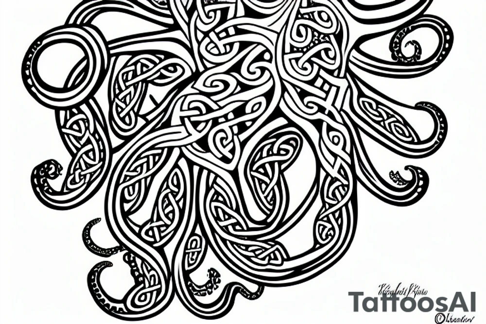 Octopus with Celtic tribal tattoo idea