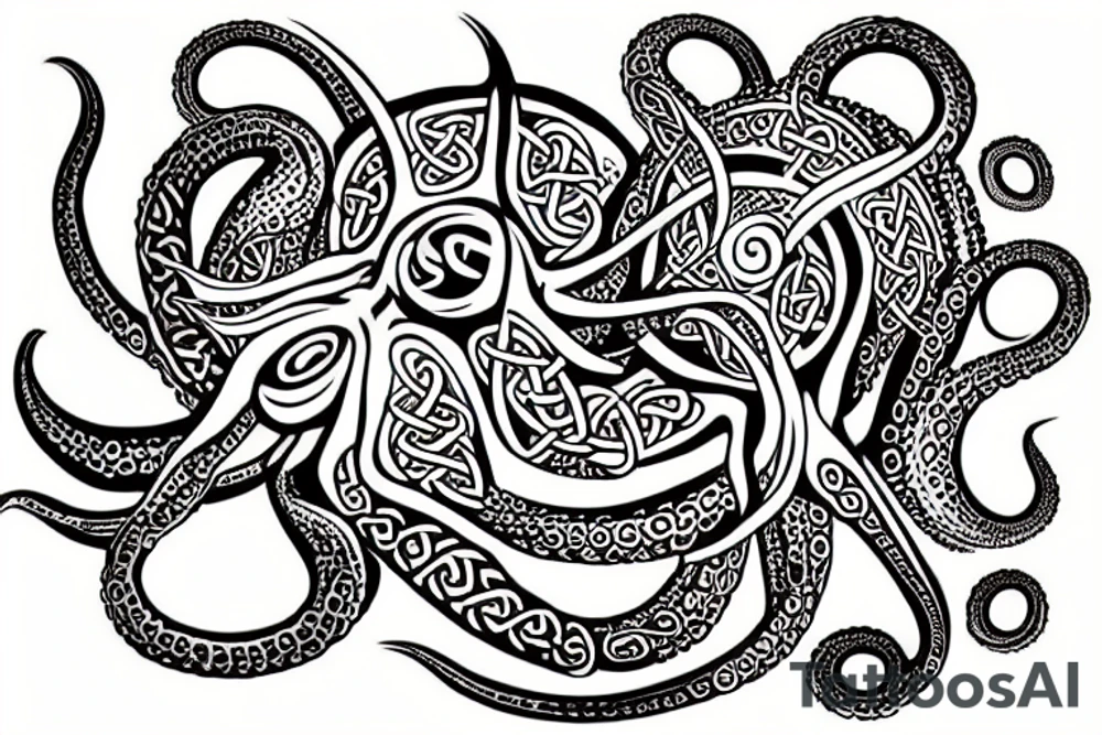 Octopus with Celtic tribal tattoo idea