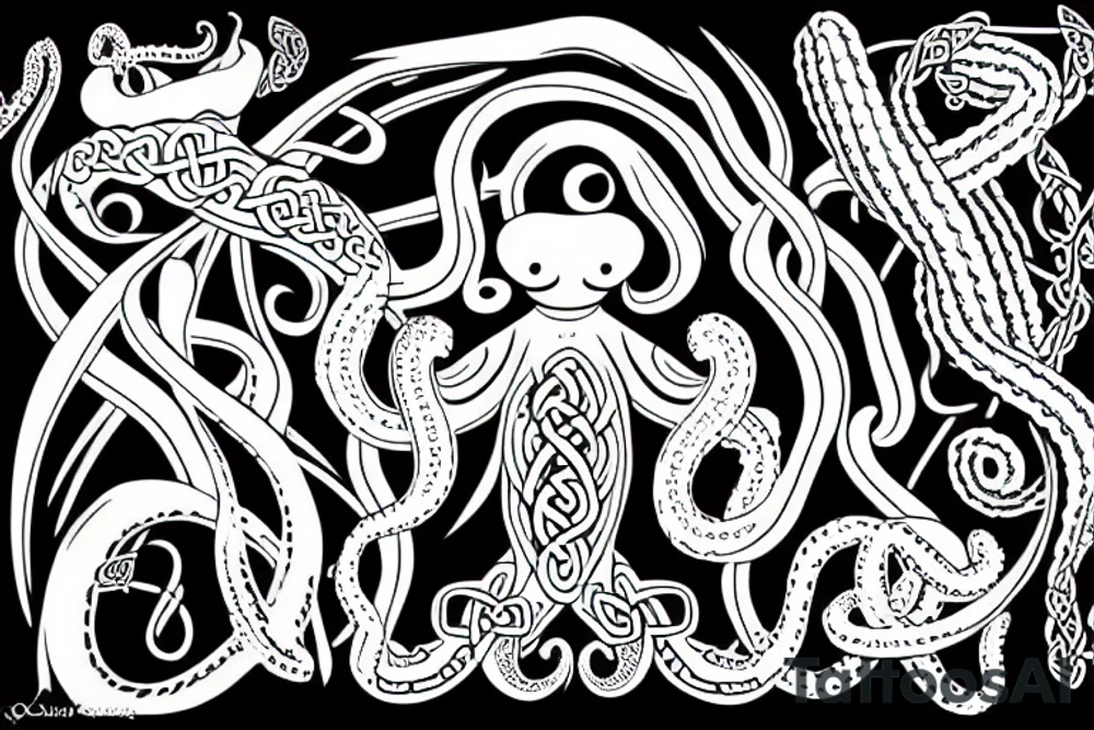 Gentle Octopus with Celtic tribal tattoo idea