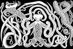 Gentle Octopus with Celtic tribal tattoo idea