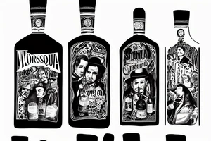 A bottle of tequila with We Dem Bois written in the Godfather font tattoo idea
