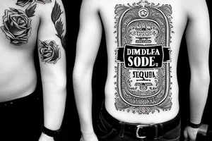 A bottle of tequila with We Dem Bois written in the Godfather font tattoo idea