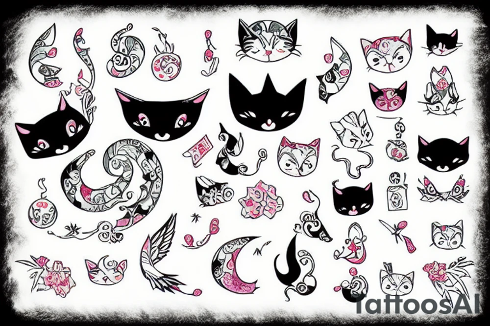 fortune cat with fairy wings tattoo idea