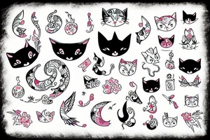 fortune cat with fairy wings tattoo idea