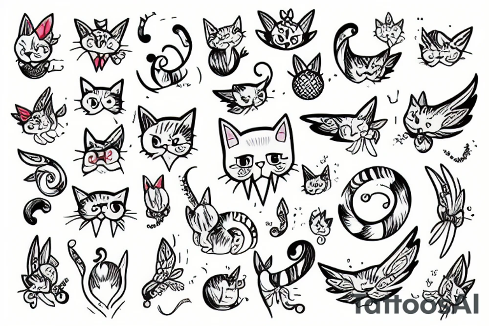 cat with fairy wings tattoo idea