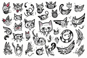 cat with fairy wings tattoo idea