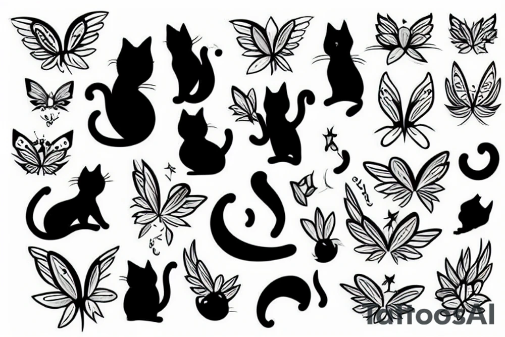 cat with fairy wings tattoo idea