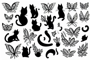 cat with fairy wings tattoo idea