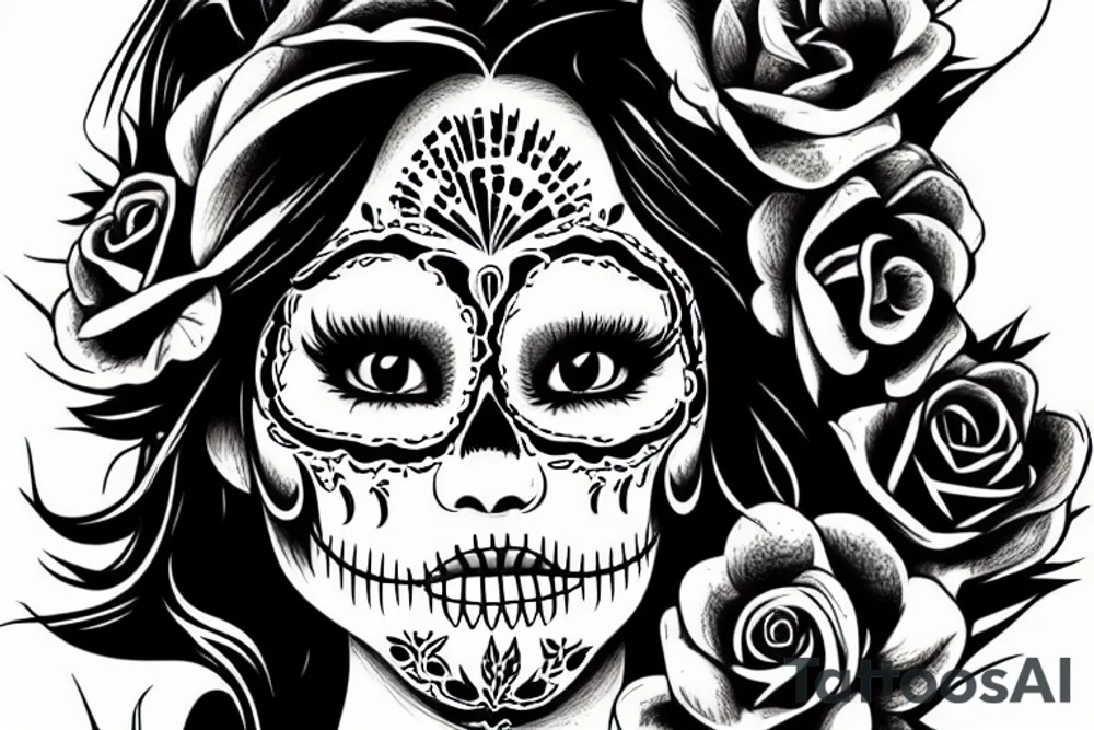 Full body sexy woman juggler Cannabis themed sugar skull tattoo idea