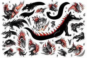 Godzillla but a fox terrorizing Tokyo tattoo idea