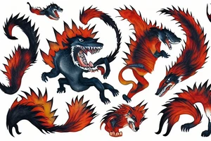 Godzillla but a fox terrorizing Tokyo tattoo idea