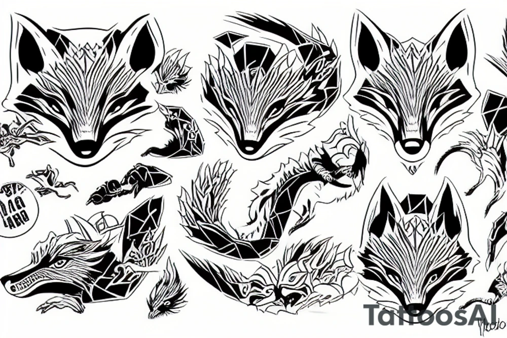 Godzillla as a fox terrorizing Tokyo tattoo idea