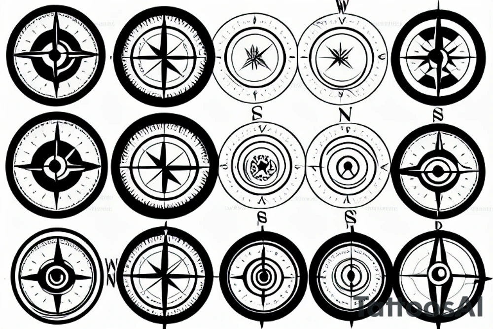 Compass with forest stream as the face tattoo idea