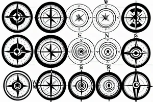 Compass with forest stream as the face tattoo idea