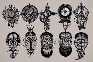 Compass with forest stream as the face tattoo idea