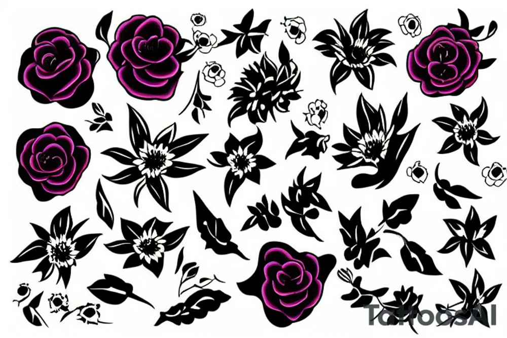 flowers like on jimmy hendrix's guitar tattoo idea