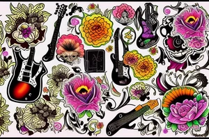 flowers like on jimmy hendrix's guitar tattoo idea