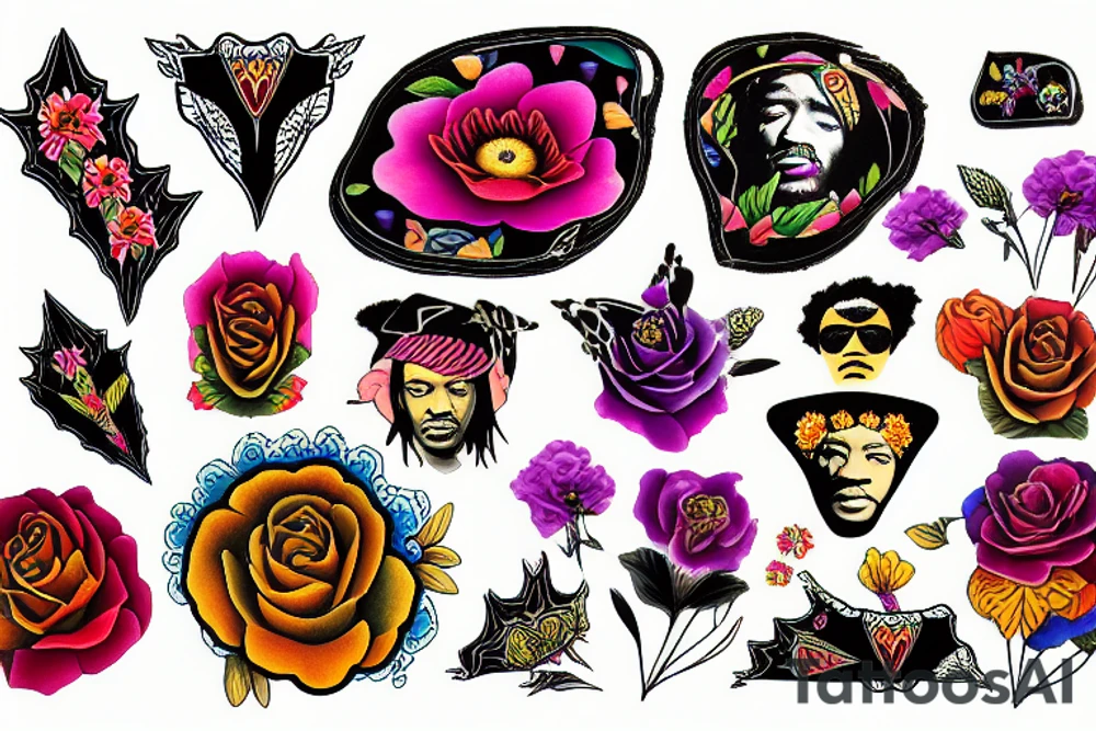 flowers like on jimmy hendrix's guitar tattoo idea