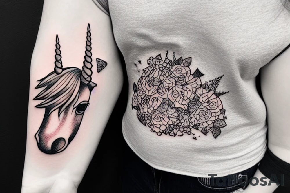 a chubby unicorn wearing a beanie tattoo idea