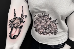 a chubby unicorn wearing a beanie tattoo idea
