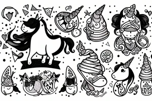 a chubby unicorn wearing a beanie tattoo idea