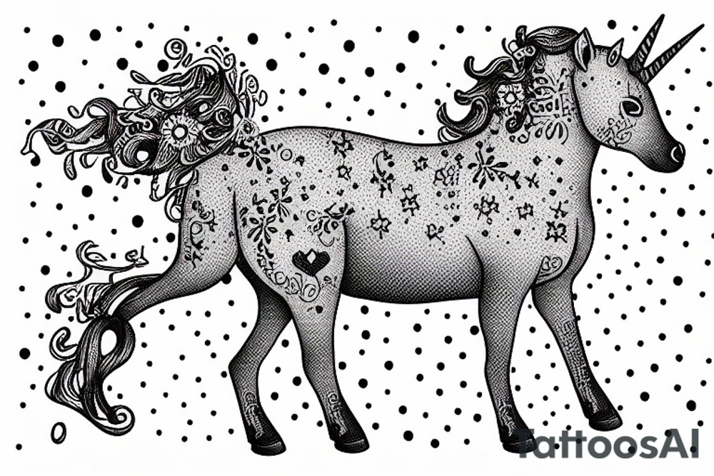 a chubby unicorn wearing a beanie tattoo idea