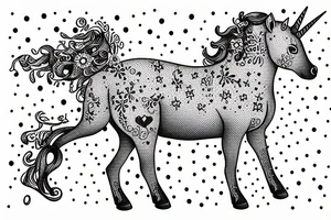 a chubby unicorn wearing a beanie tattoo idea