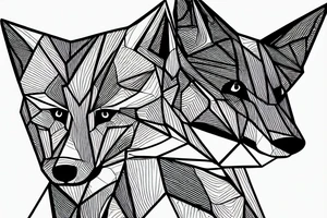polygonal fox sitting before a night sky filled with stars tattoo idea