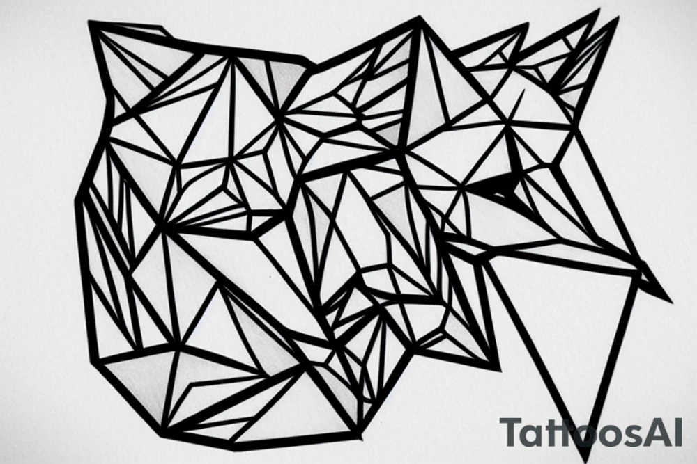 polygonal fox sitting before a night sky filled with stars tattoo idea