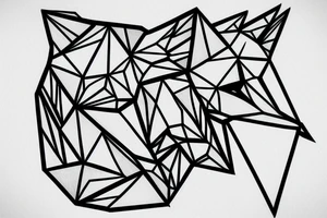 polygonal fox sitting before a night sky filled with stars tattoo idea