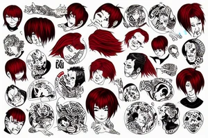 Red haired boy sticking his head down a toilet tattoo idea