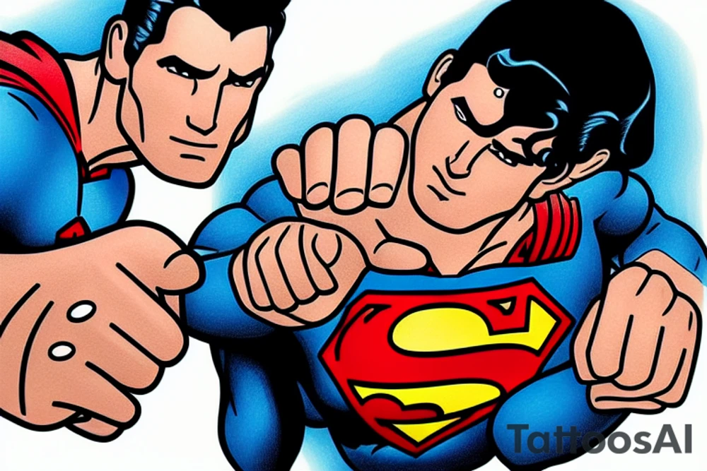Superman and Jesus together doing a fist bump  fist bumping tattoo idea