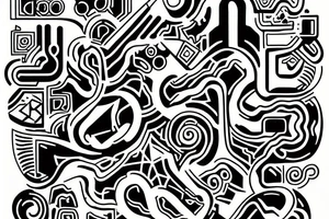 Cave painting transition to circuitry tattoo idea