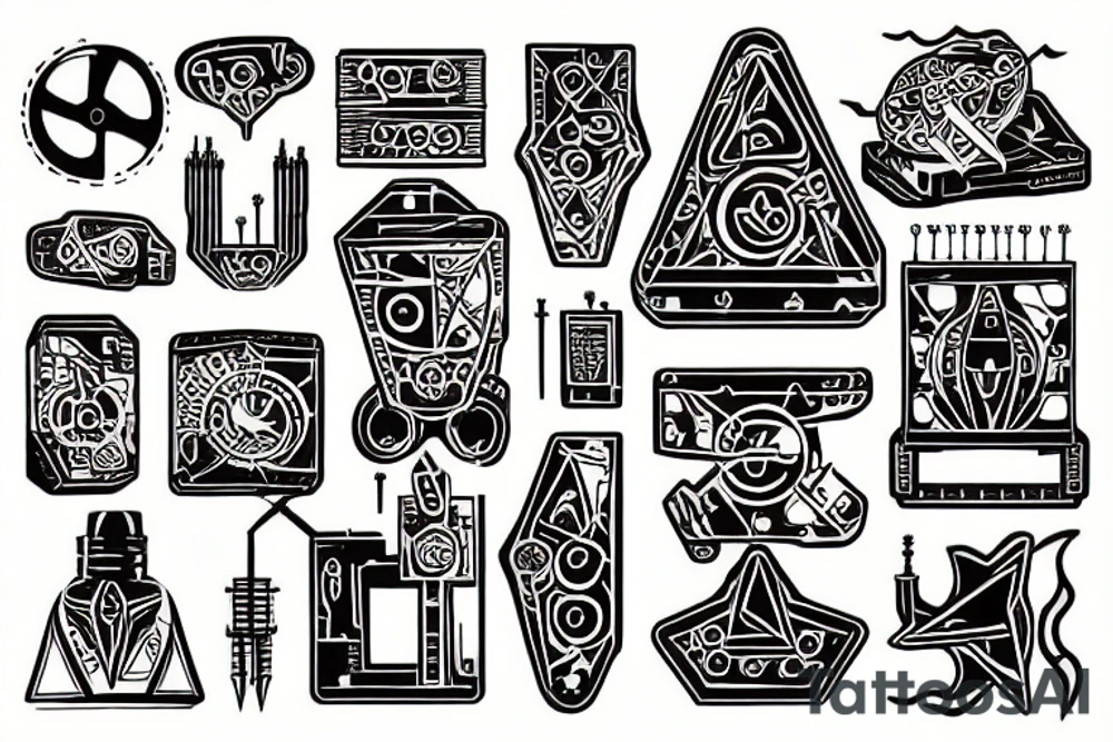 Circuits and science montage tattoo idea