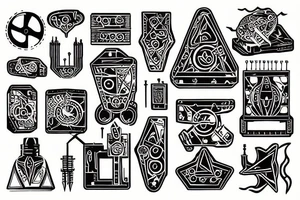 Circuits and science montage tattoo idea