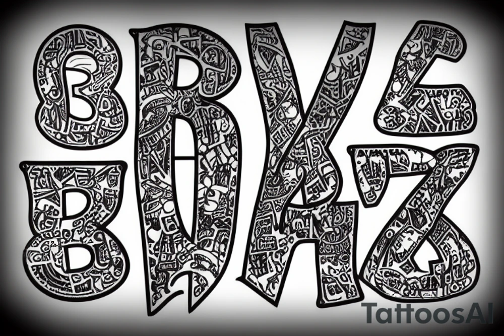 3 dissorted letters tattoo idea