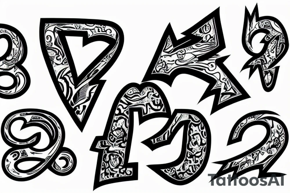 3 distorted letters tattoo idea