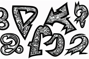 3 distorted letters tattoo idea