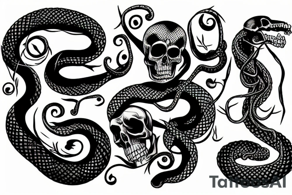 Snake and skull tattoo idea