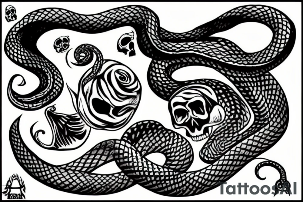 Snake and skull tattoo idea