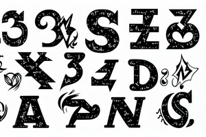 3 distorted letters tattoo idea