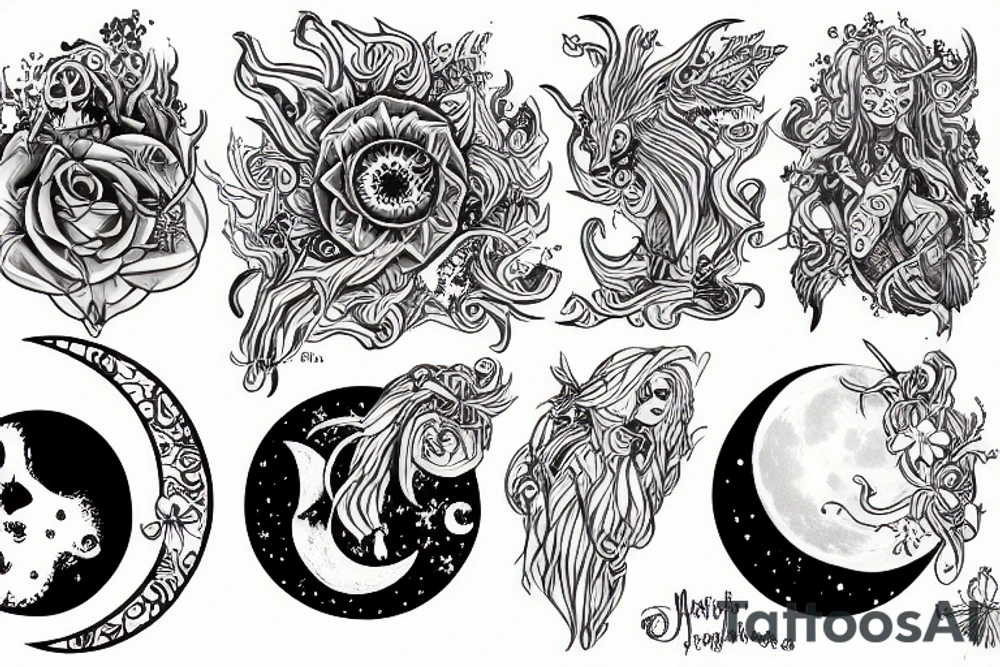 Magical moon tattoo idea