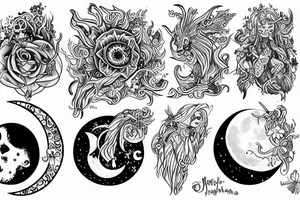 Magical moon tattoo idea