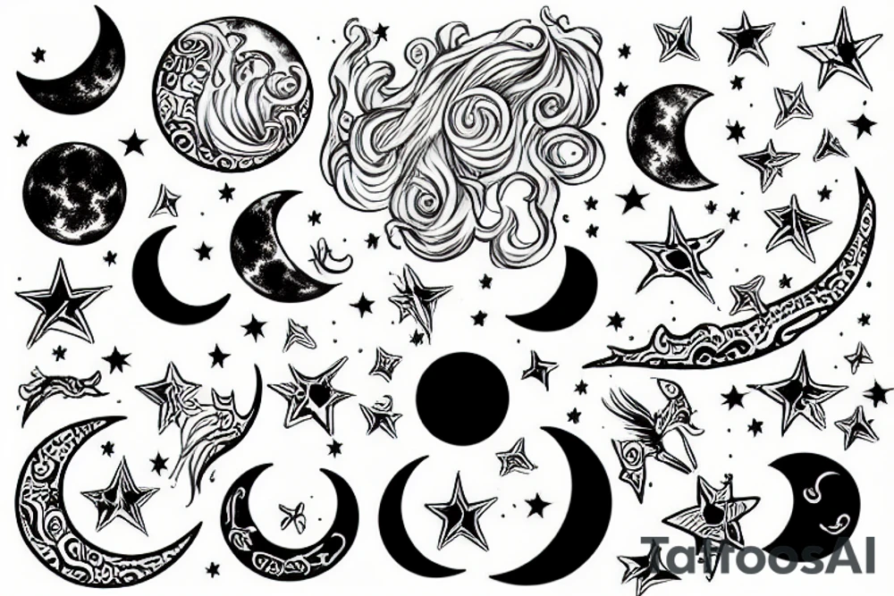 Magical moon tattoo idea