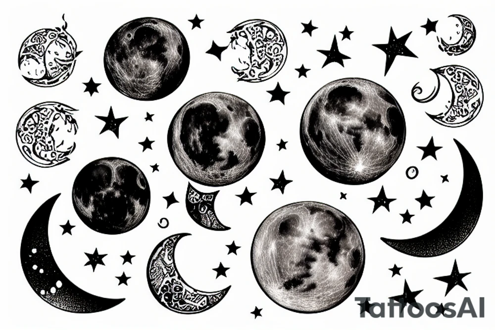 Magical moon tattoo idea
