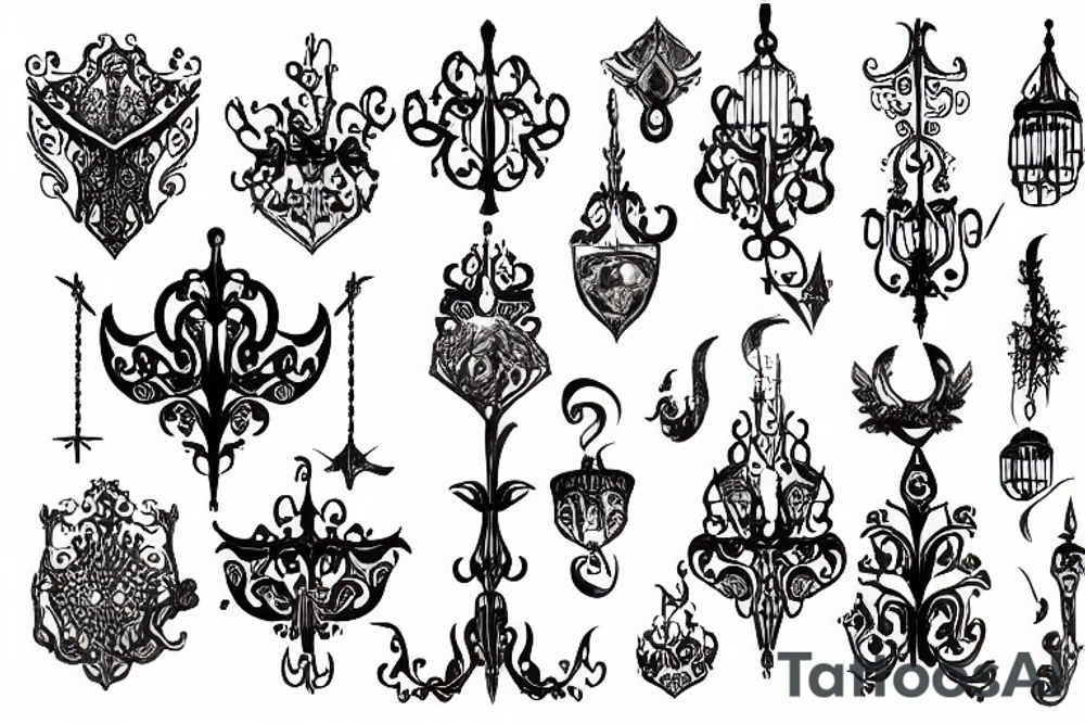 medieval chandelier tattoo idea