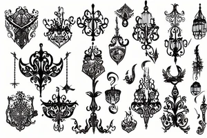 medieval chandelier tattoo idea